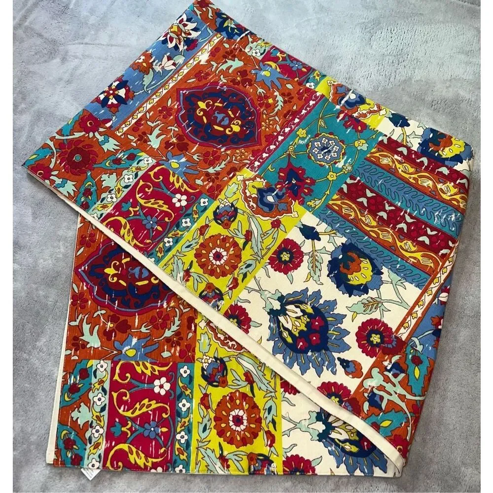 World Market Table Runner 16x90” Teal Florals Italy
